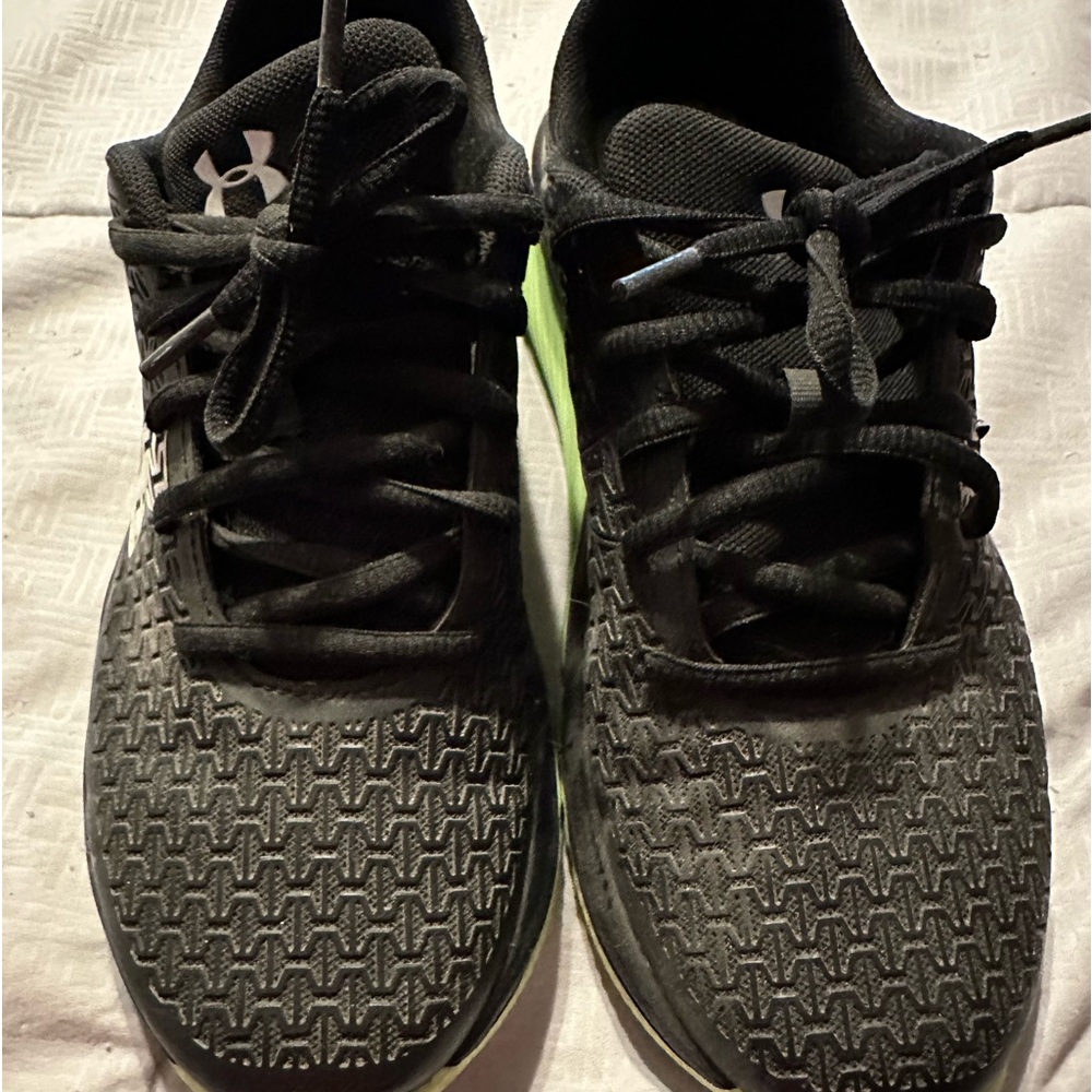 Under Armour black & lime green sneakers Size 4.5 youth or woman's 6.5-7